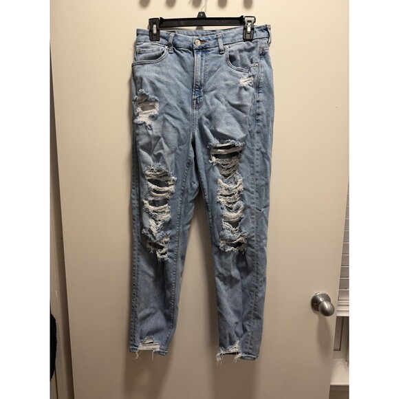 American Eagle Stretch Ripped Curvy Mom Jeans 8 - Picture 2 of 9